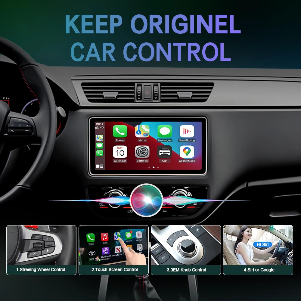 Wireless CarPlay Adapter for Wired CarPlay Cars — Android Auto Wireless Dongle, Auto-Reconnect, Plug & Play