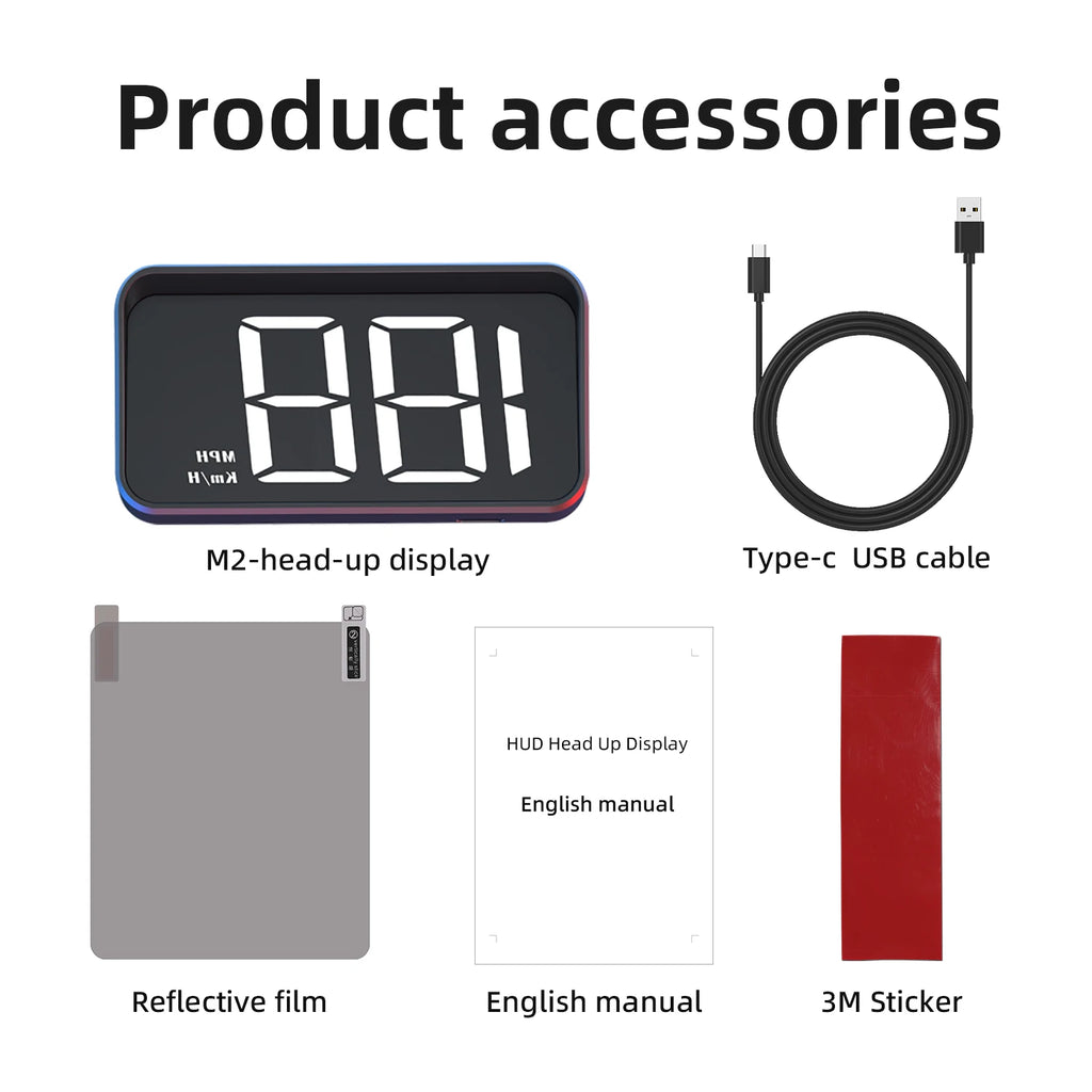 HD Car Head up Display M2 GPS Speedometer KM/H Digital HUD Windshield Projector Universal Auto Electronics Accessory