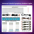 18-in-1 Universal Car Ambient Light Kit – 256 RGB Colors, App Control, Music Sync, Premium Fiber Optic, 12V for Any Vehicle