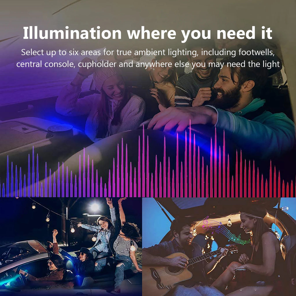 18-in-1 Universal Car Ambient Light Kit – 256 RGB Colors, App Control, Music Sync, Premium Fiber Optic, 12V for Any Vehicle